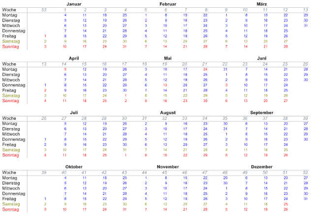 Heyer's Kalender-Studio - Jahresübersicht
