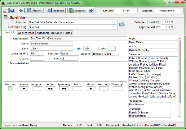 Heyer's Heim-Videothek: Informationen zum Titel / zur Aufnahmen