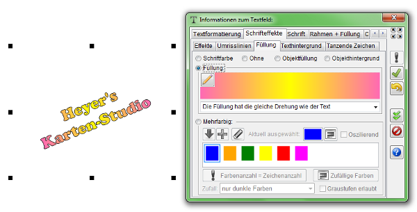Heyer's Karten-Studio - Textfeld