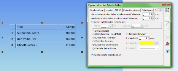 Heyer's CD+DVD-Hüllen - Tabellenfeld