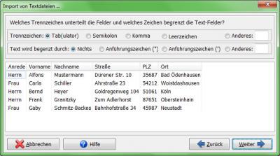 Zum Vergrößern anklicken! Heyer's Etiketten-Studio - Seriendruck: Textimport