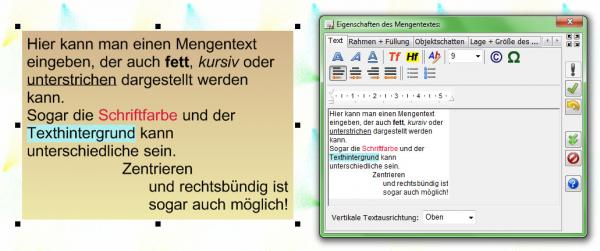 Zum Vergrößern anklicken! Heyer's Etiketten-Studio Pro - Mengentext